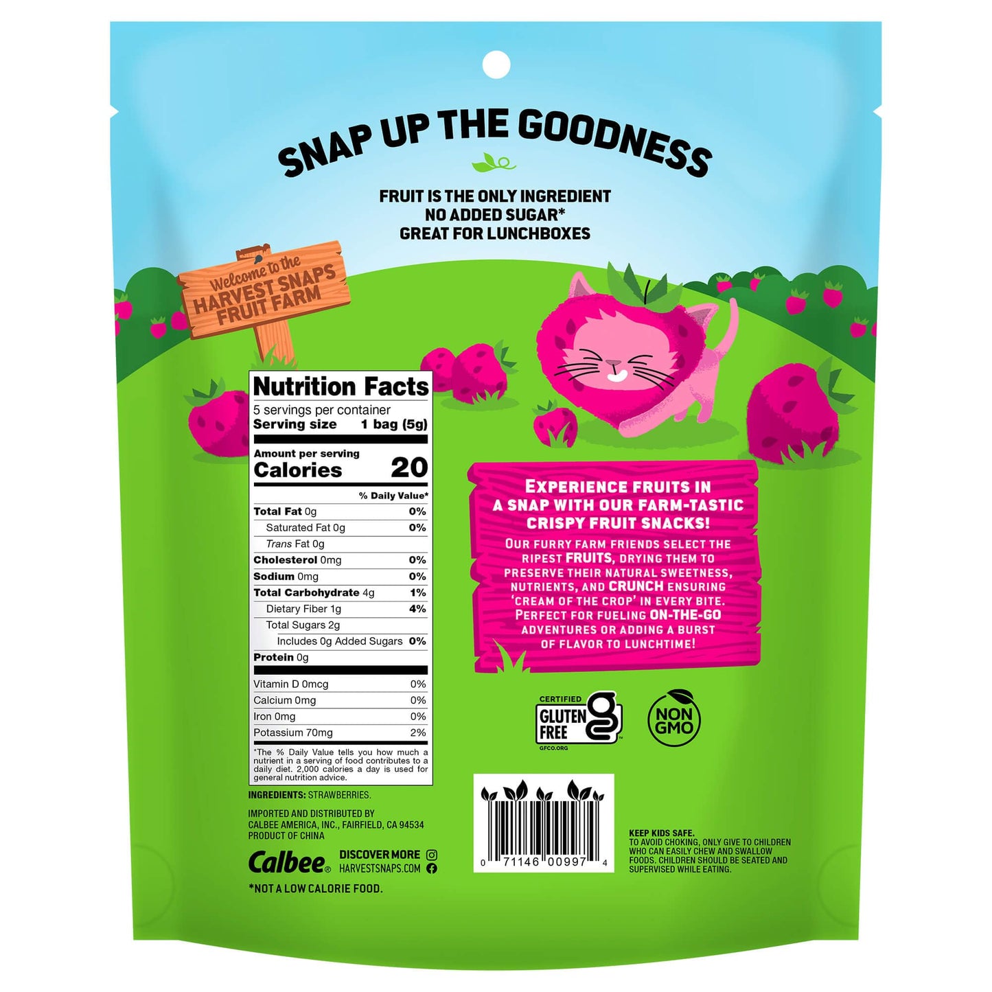 Harvest Snaps Kids Crispy Fruit Snack Bags (6 Pouches Of 5 Snack Bags) (Crispy Strawberries)