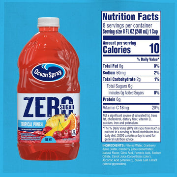 Ocean Spray® ZERO Sugar Tropical Punch Juice Drink, Sweetened with Stevia, 64 Fl Oz Bottle