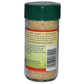 Frontier Herb 2.32 Ounce Organic Sesame Seeds Whole Hulled