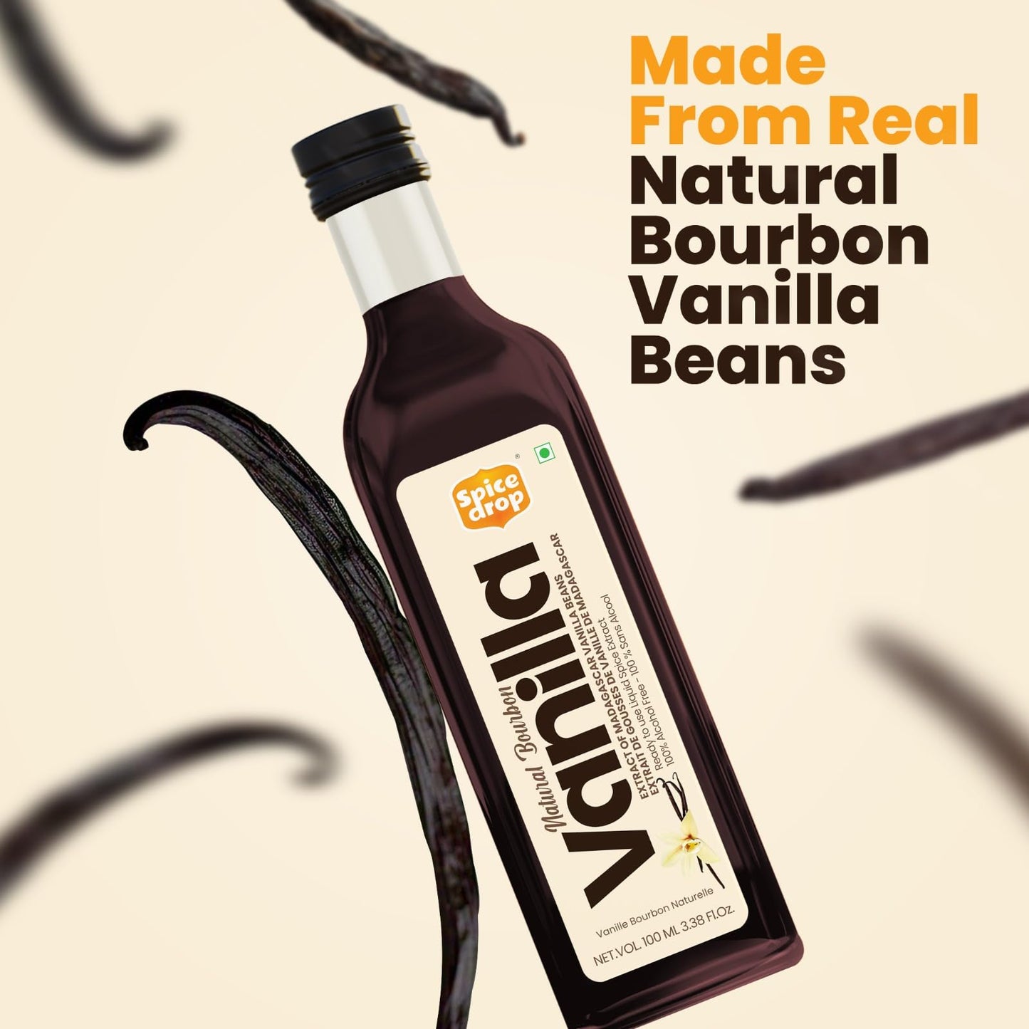Spice Drop Pure Madagascar Vanilla Extract,   -Free, 1.69 Oz, 100% Natural, Ideal for Baking and Desserts