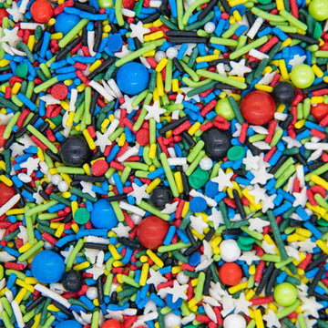Superhero Sprinkles For Cake, Cookie, Cupcake Decorating, And Baking - Edible Super Hero Cake Decorations In Fun Colorful Sprinkles, Jimmies, Nonpareils, With Confetti Quin And Star Sprinkles