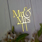 JIEEIN Mr and Mrs Cake Topper, Bride and Groom Sign, Mirror Gold Acrylic, 1 Count, Model NJ-0498