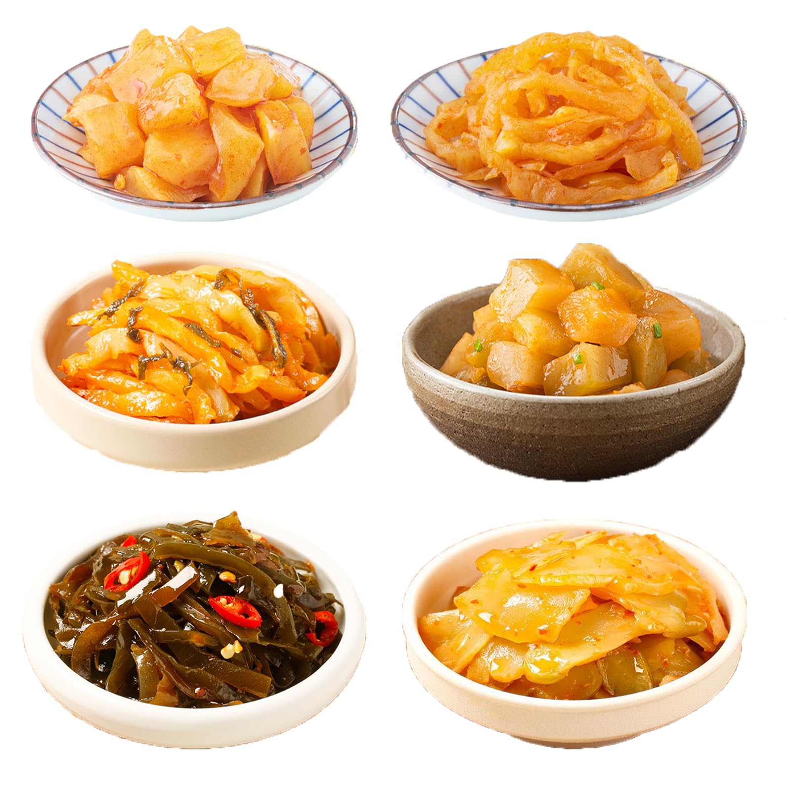 Fermented Spicy Pickled Vegetables - Individually Packaged Asian Flavor Pickles, The Ideal Accompaniment to Meals, Dried Kelp Sp
