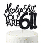 Happy 61st Birthday Cake Topper 61 Birthday Cake Toppers-Black Glitter, Funny 61st Cake Topper for Men For Women, 61st birthday 
