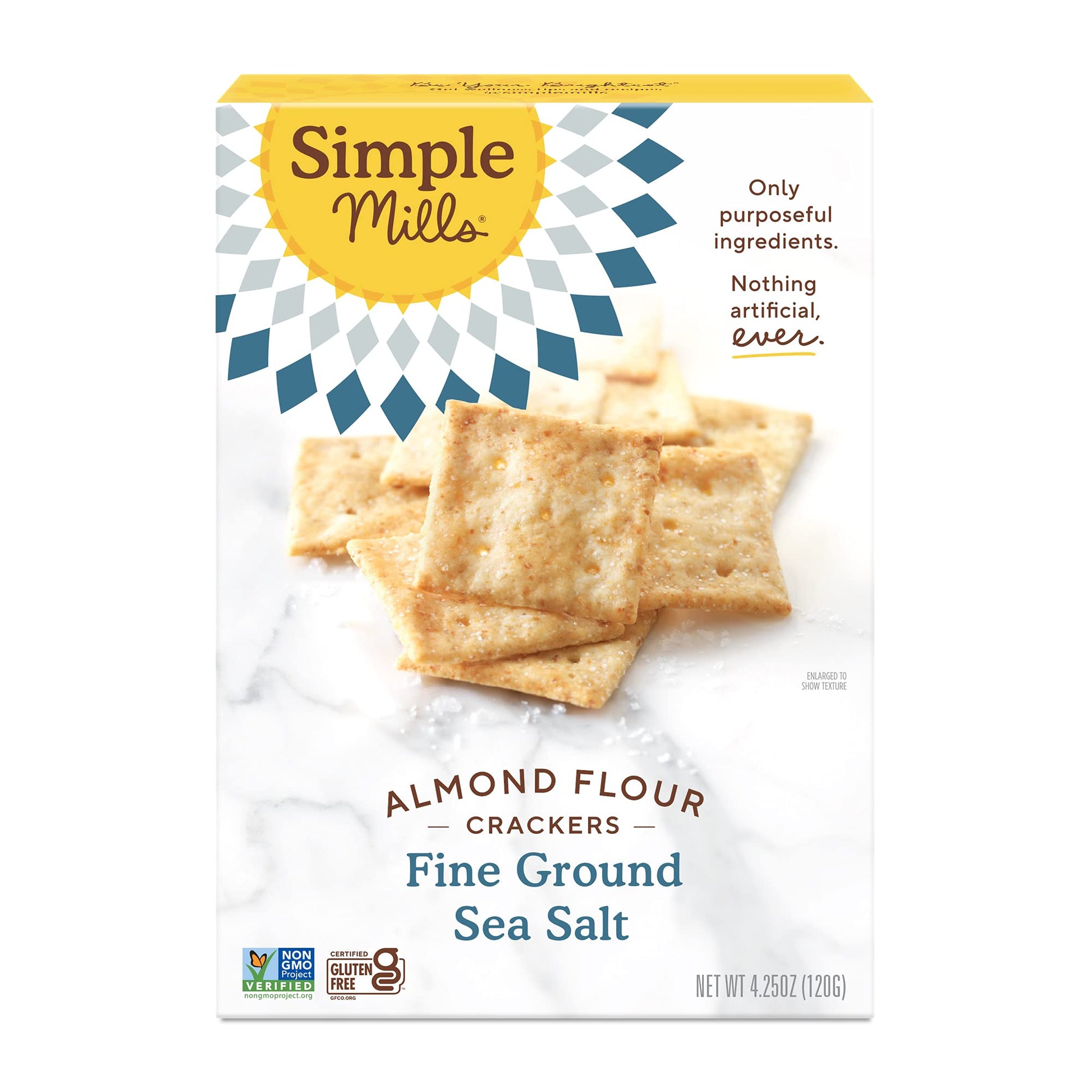 Simple Mills Almond Flour Crackers, Fine Ground Sea Salt - Gluten Free, Vegan, Healthy Snacks, 425 Ounce (Pack Of 1)