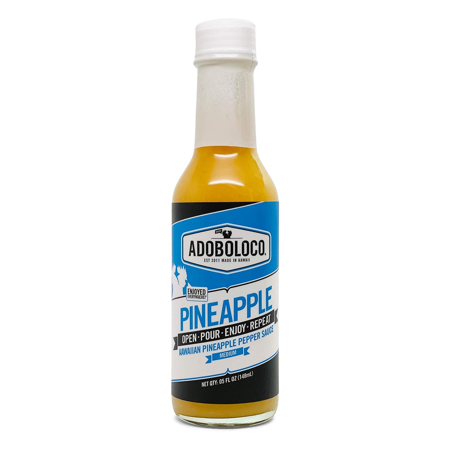 Adoboloco Hot Sauce Pineapple Habanero 5oz - Medium Fiery Chili Pepper Sauce, Yellow