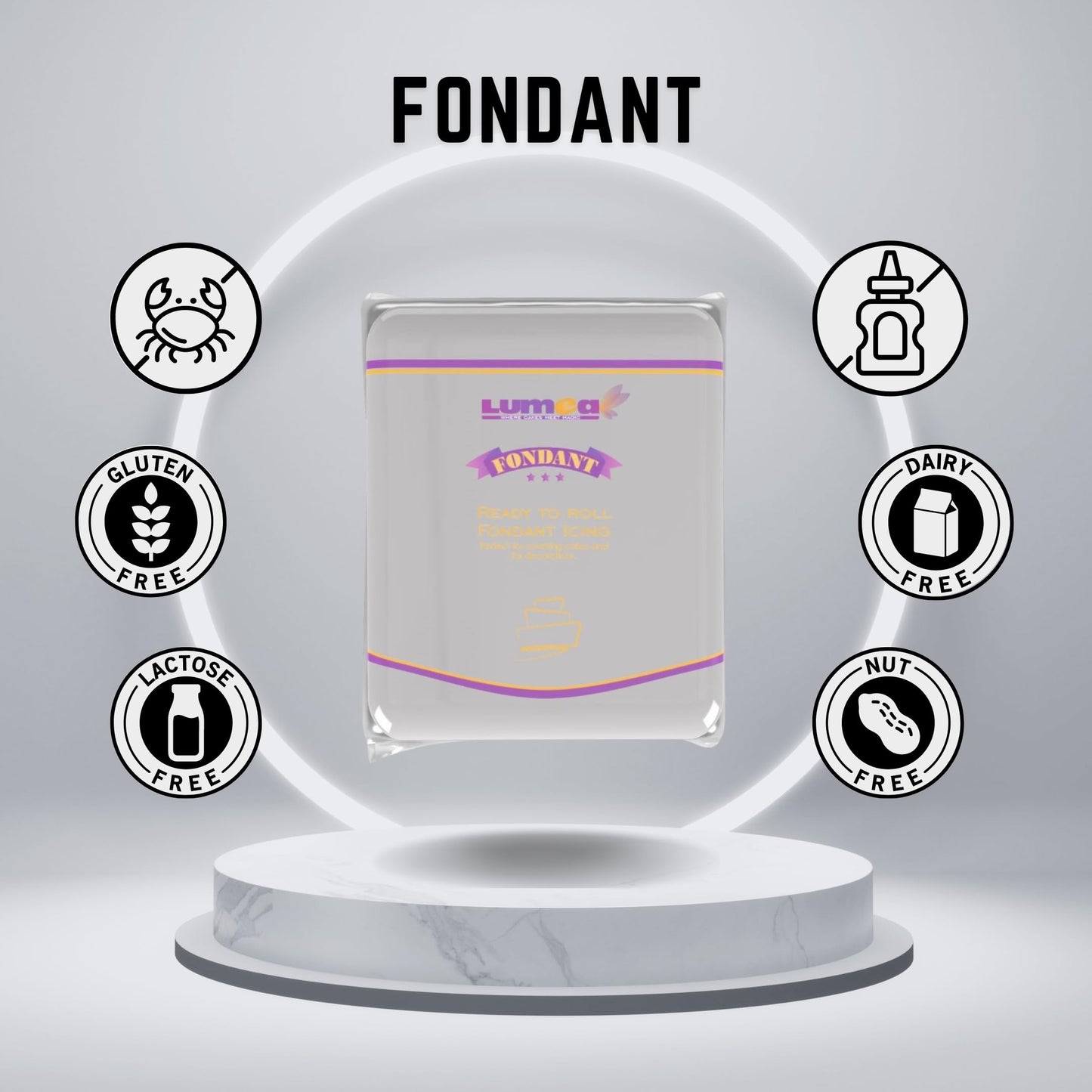 Dekozauber24 Fondant Icing, Ready to Roll, Vanilla Flavor, 8.8 oz, Silver