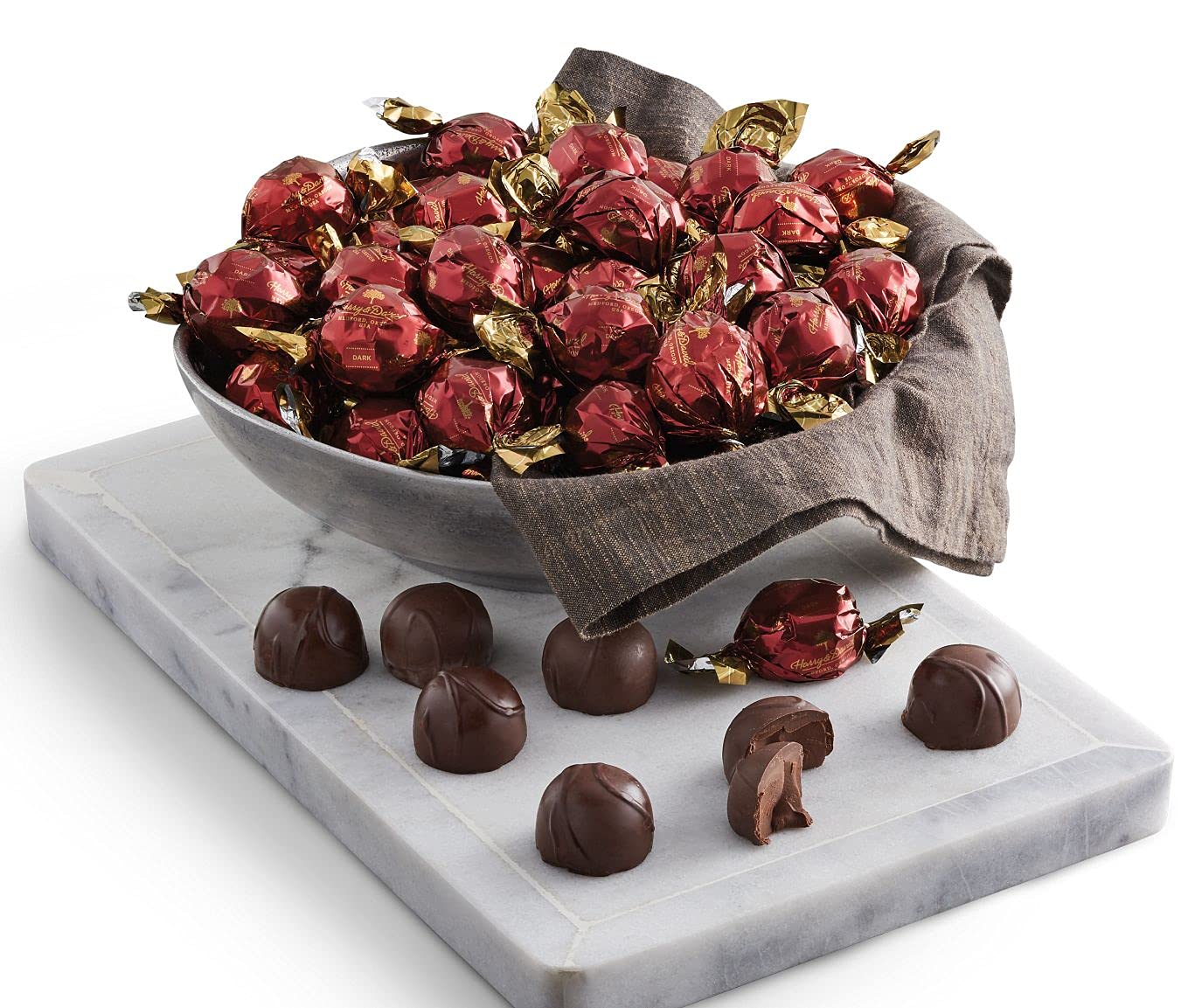Harry & David Dark Chocolate Truffles  50-Count Bulk Bag  Gourmet Dark Chocolate Candy  Individually Wrapped  After Dinner Treats  All Occasion Gift Basket  Party  Thank You
