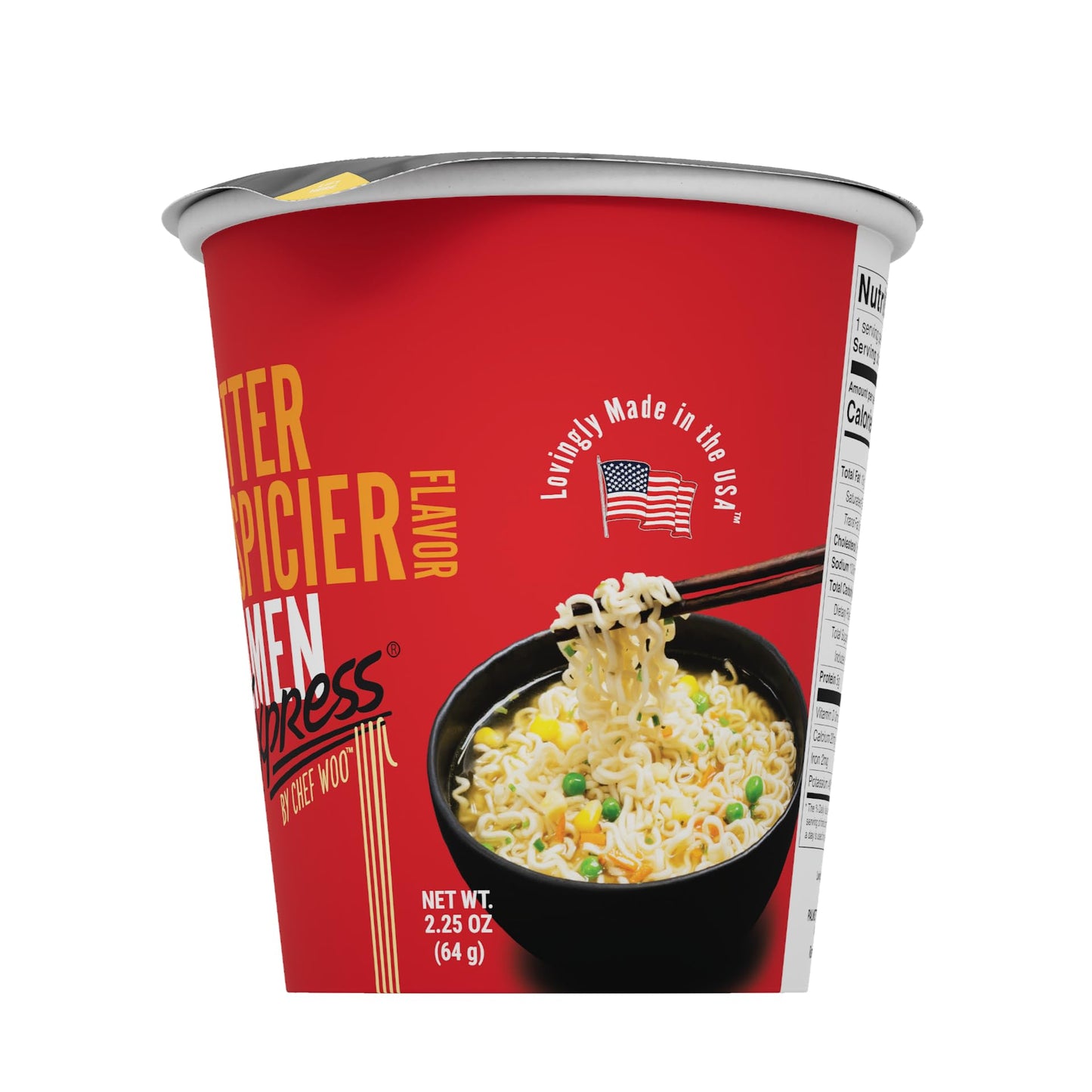 RAMEN EXPRESS Hotter and Spicier Flavor Ramen Cup Noodle, 2.25 Oz Each (Pack Of 12) by Chef Woo | Vegetarian Ramen Noodles | No