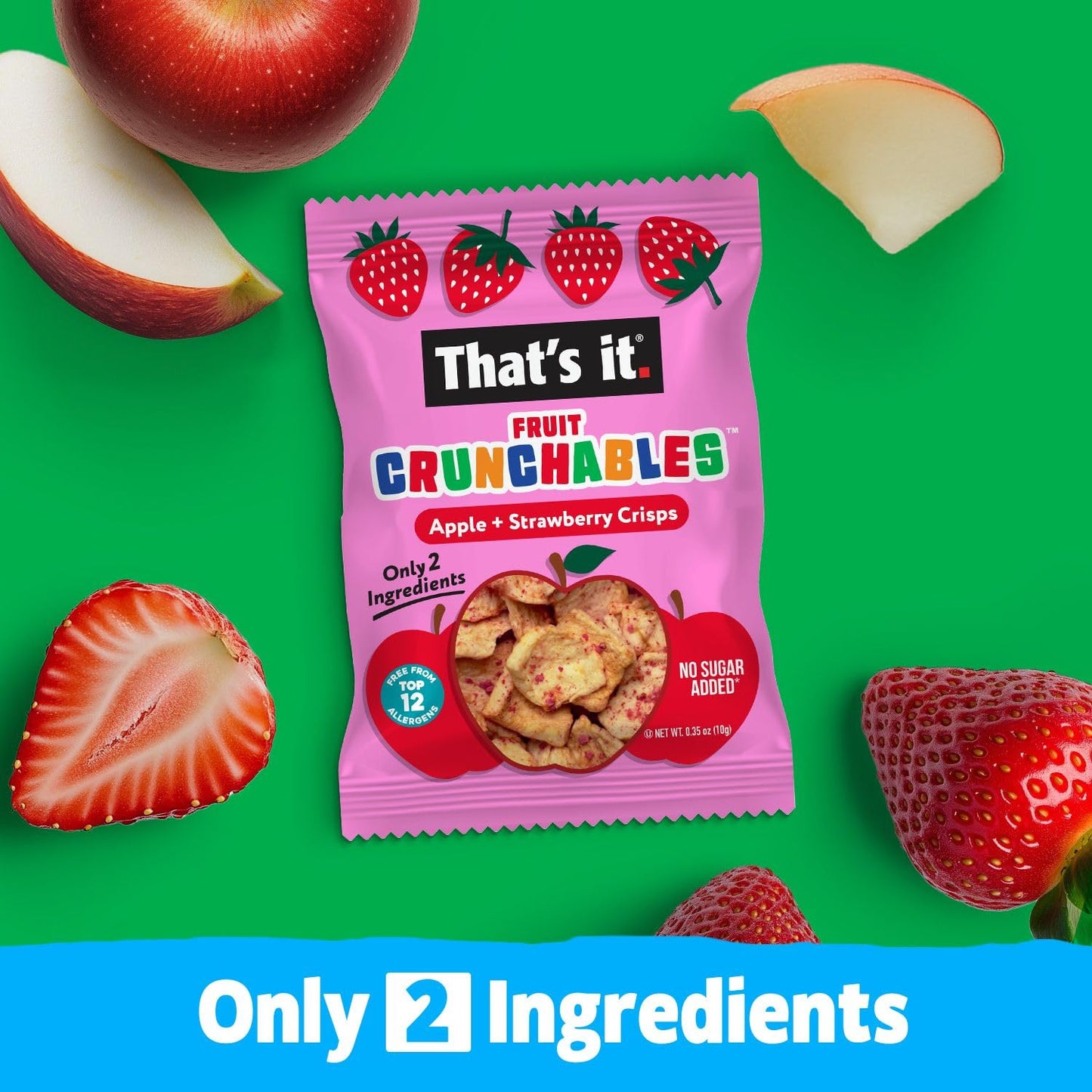Thats It. Fruit Crunchables Apple + Strawberry Crisps, 15-Pack - 100% Real Fruit Snacks For Kids, Plant-Based, Non-Gmo, Gluten-F