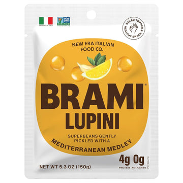 BRAMI Lupini Beans Snack, Mediterranean Medley | 7g Plant Based Protein, 0g Net Carbs | Vegan, Vegetarian, Keto, Non Perishable 