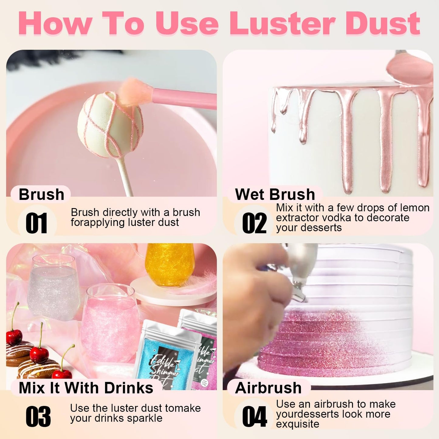 Sliver Edible Glitter For Cocktails Luster Dust Edible Cake Glitter 15G Food Grade Drinks Glitter Shimmer Powdered For Cake Cupc