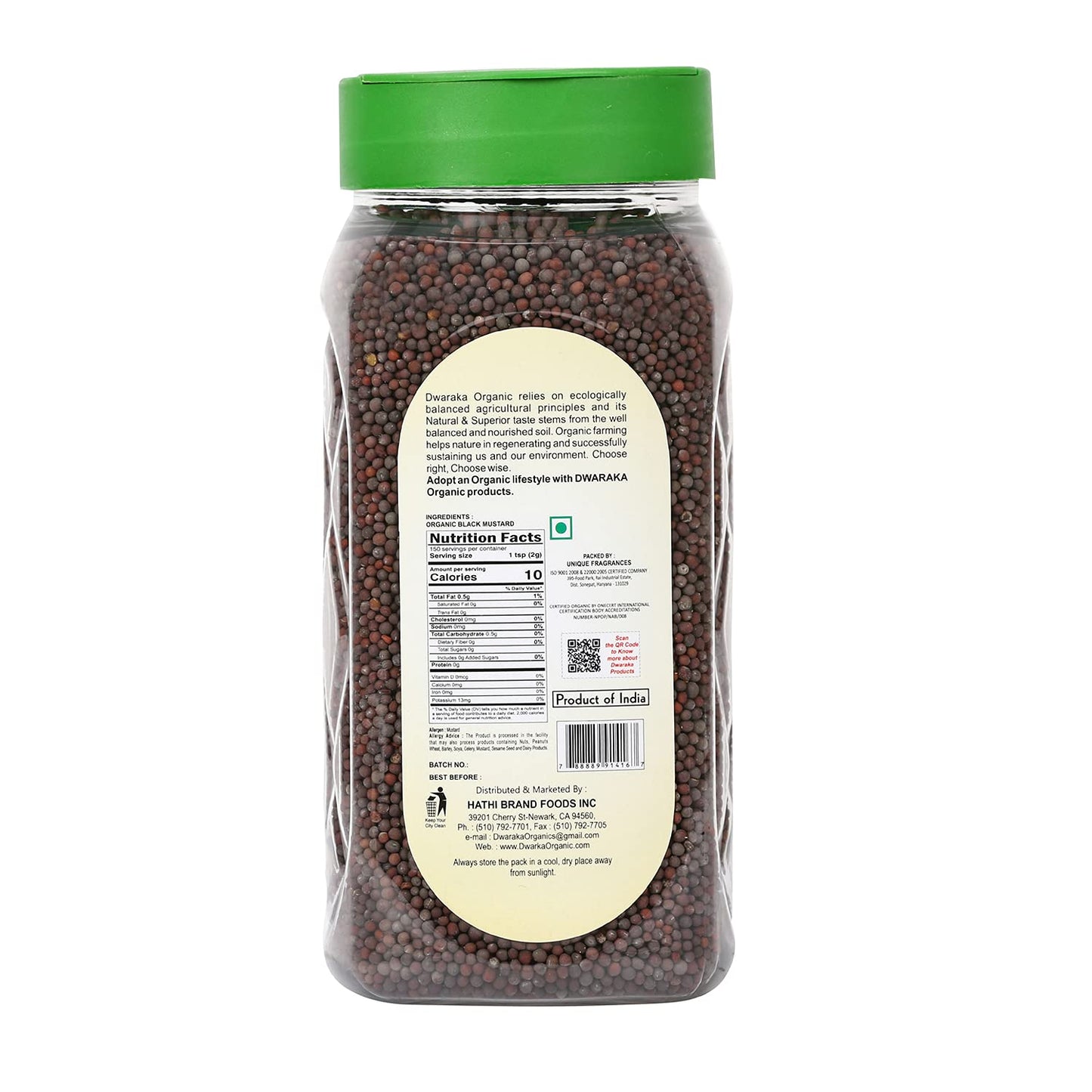 DWARAKA Organic Black Mustard Seeds, Non-GMO, All Natural, 10.5oz