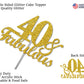 RokAPary 40th Birthday Cake Topper, Gold Glitter, Double-Sided Acrylic, Premium Quality, Model RCTF