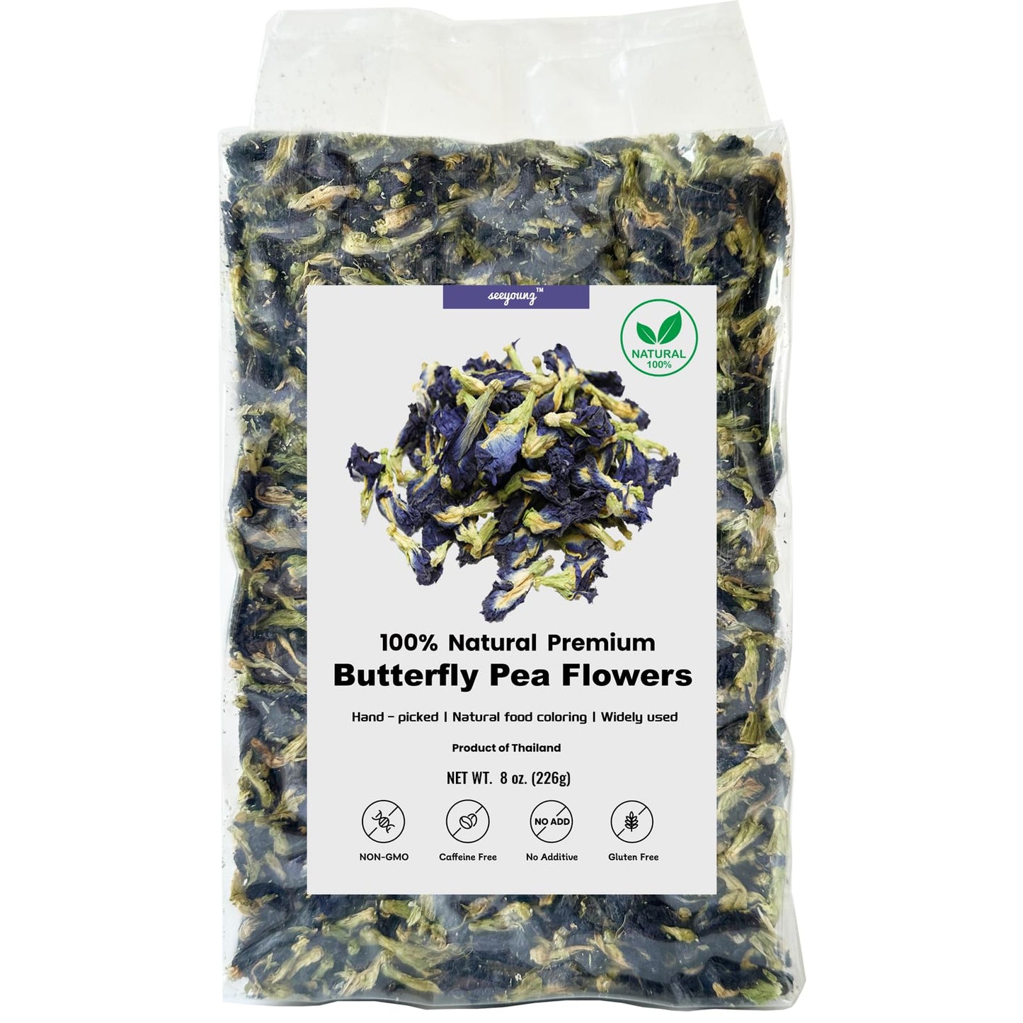 8Oz Butterfly Pea Flowers Non-Gmo Natural Butterfly Pea Tea Top-Grade Dried Butterfly Pea Flower For Blue & Purple Drinks And Food Coloring