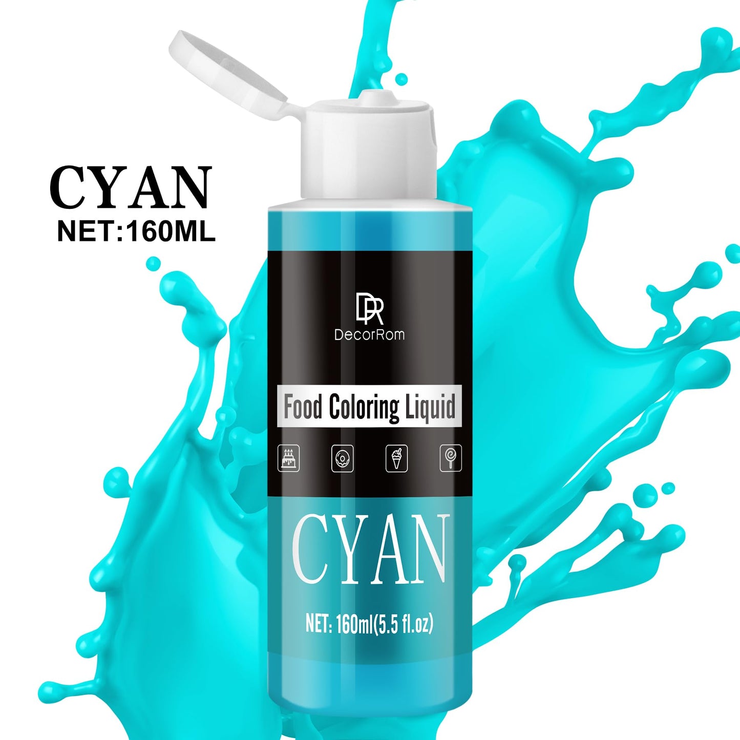 Food Coloring - Vibrant Liquid Icing Food Coloring Set for Baking, Cake Decorating, Easter Egg, Airbrush - Tasteless Food Color