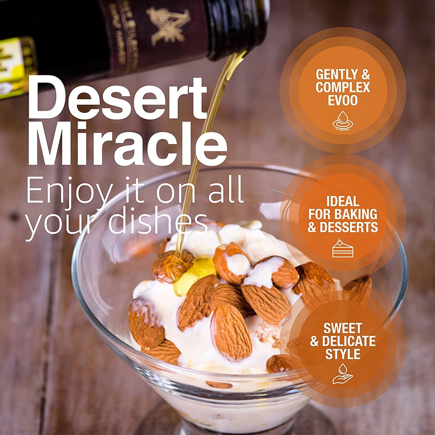 DESERT  Organic Extra Virgin Olive Oil, First Cold Pressing, 5 Liter Can, Kosher for Passover, Sweet with Pepper Finish