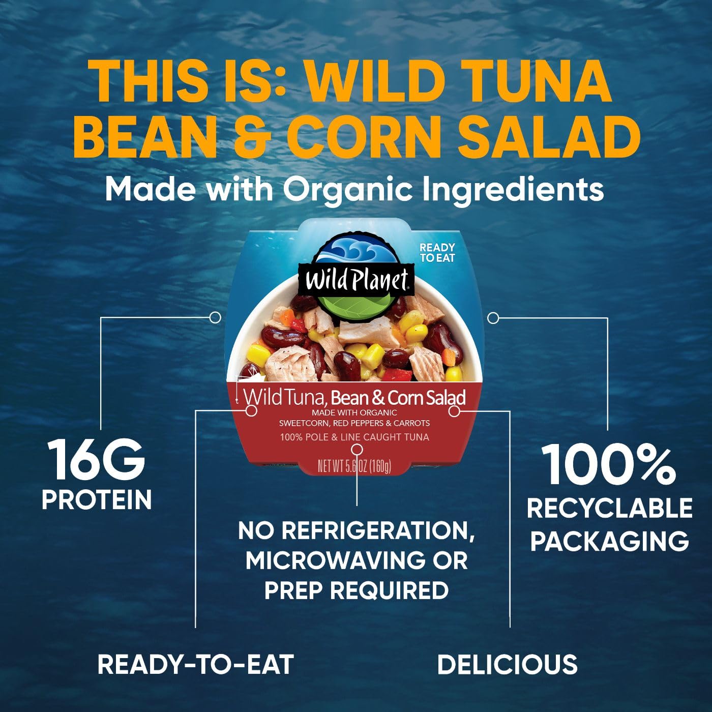 Wild Planet Tuna Bean & Corn Salad 5.6 Oz