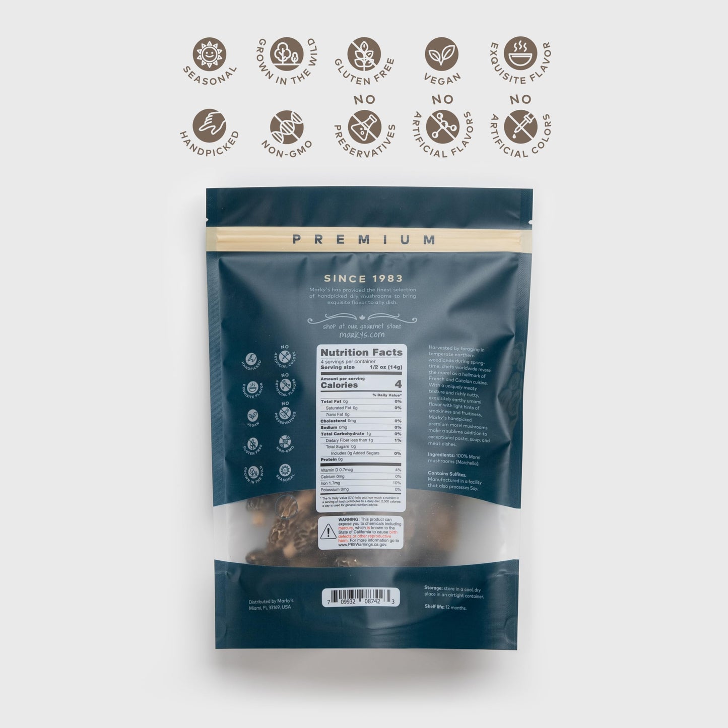 Marky'S Dried Morel Mushrooms - 2 Oz / 57 G - Grade A Dry Morels For Cooking