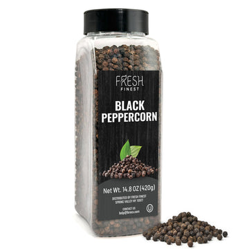 Fresh Finest Black Peppercorns 14.8Oz - Top-Grade Quality Whole Black Pepper - All-Natural  Non-Gmo  Gluten-Free  Kosher - Perfect For Grinders  Cooking  And Seasoning