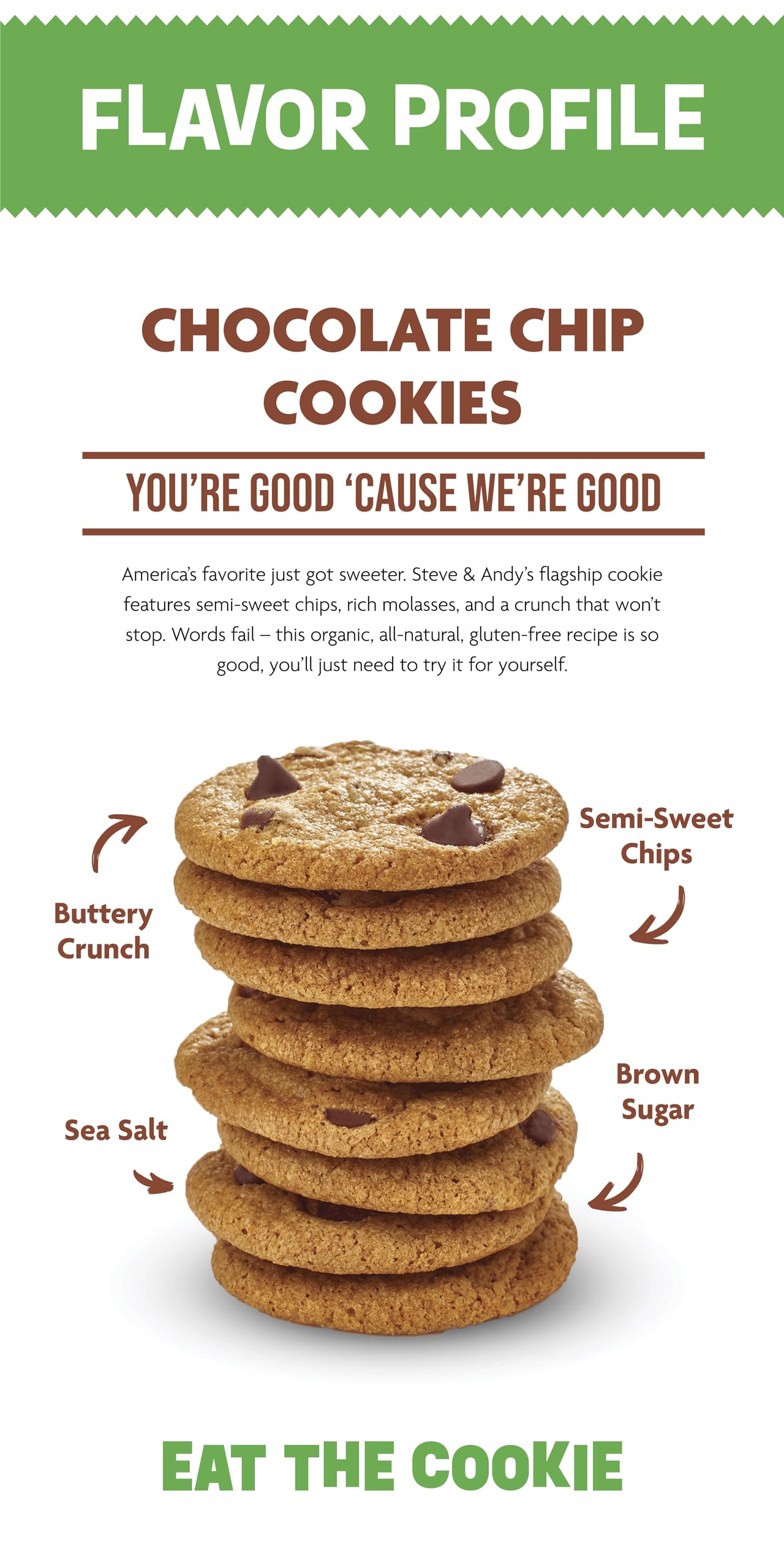 Steve & Andys Organic Gluten Free Chocolate Chip Cookies, Non-GMO for Healthy Snacking and Kosher, 5.5 oz (Pack of 3)