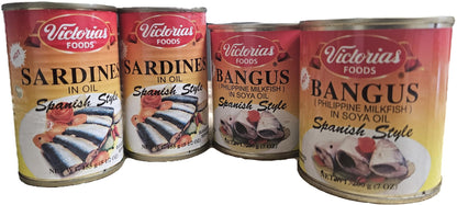 Generic Victorias Foods in Olive Oil Spanish Style Sardines 2 and Bangus/Milkfish 2 4.5 oz Can (Total of 4)