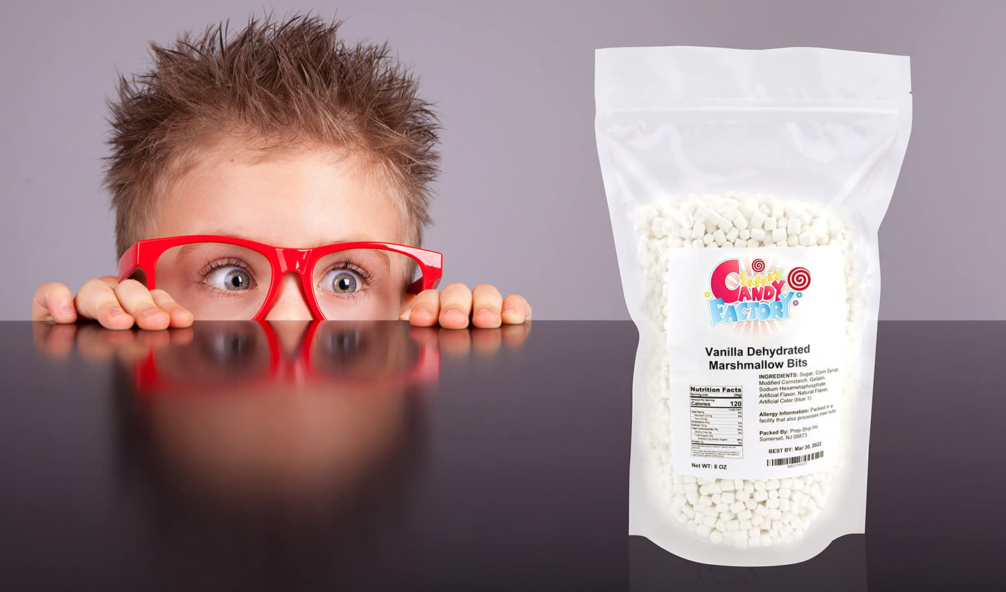 Sarah's Candy Factory Vanilla Mini Dehydrated Marshmallow Bits in Resealable Bag, 8 Oz