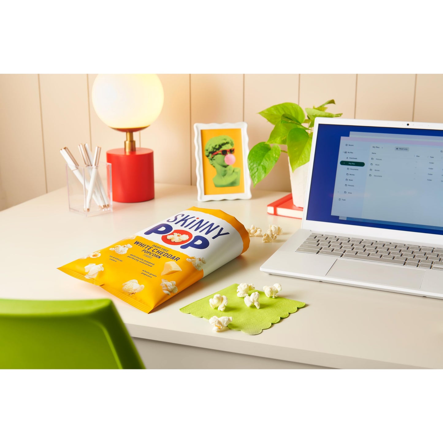 SkinnyPop Popcorn, Dairy Free White Cheddar, Gluten Free, 1oz Bags, 12 Count