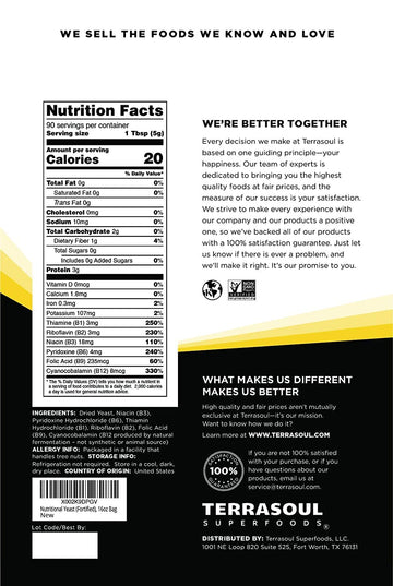 Terrasoul Superfoods Premium Nutritional Yeast Flakes, 3 Lbs (Pack Of 3), Fortified, Savory Superfood For Vegan Cheese, Seasonin