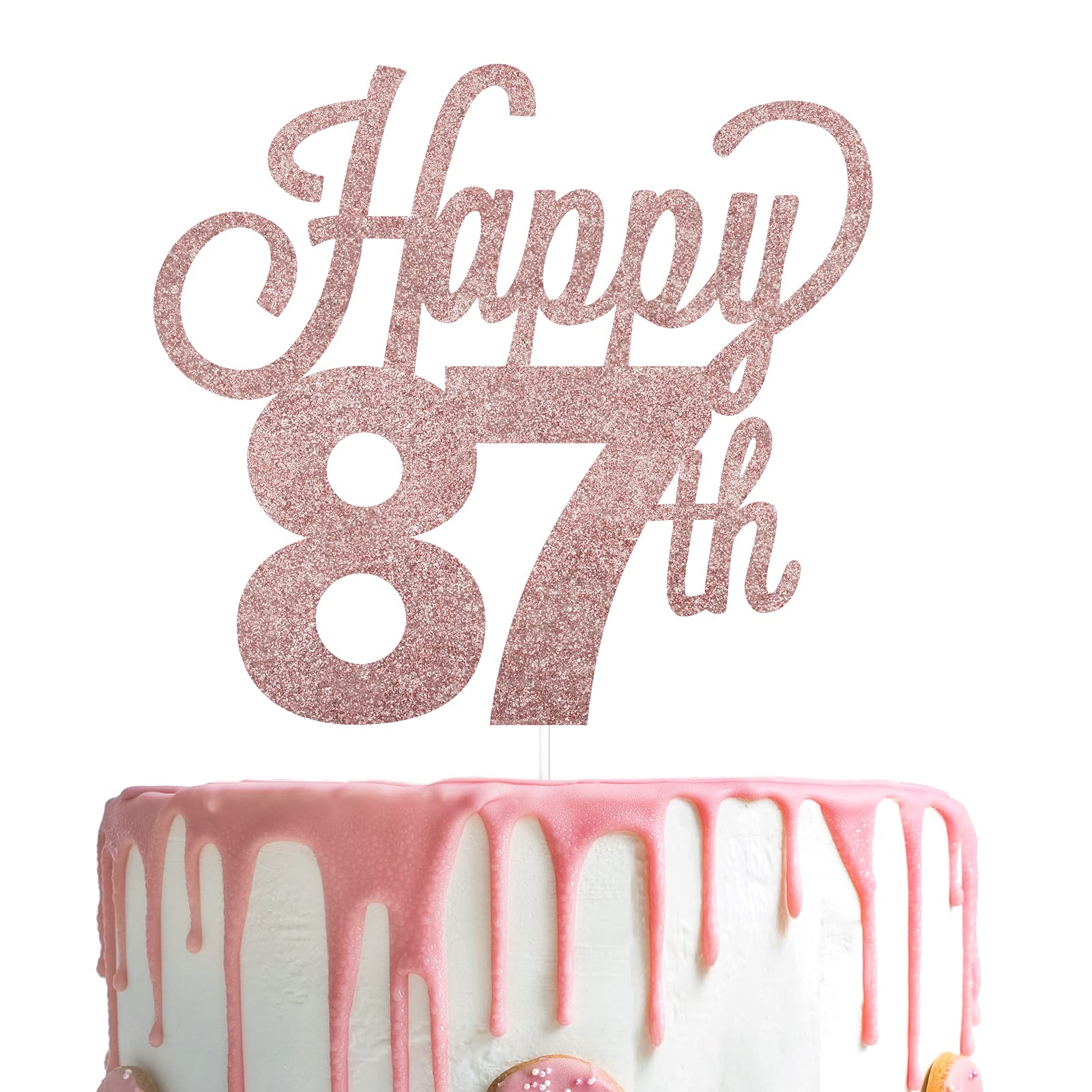 Lingteer Happy 87Th Birthday Cake Topper - Cheers To 87Th Birthday 87 Years Old Birthday Party Cake Decorations Sign.