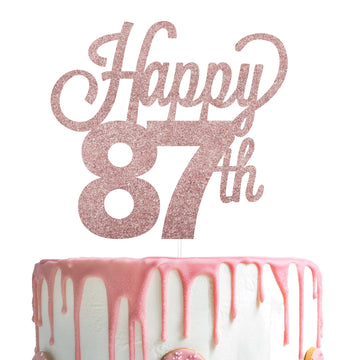 Lingteer Happy 87Th Birthday Cake Topper - Cheers To 87Th Birthday 87 Years Old Birthday Party Cake Decorations Sign.