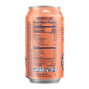 Sunsip Prebiotic Soda By Health-Ade, Gut-Healthy Beverage, Soda Swap, Vitamins & Minerals, Naturally Sweetened, Peach, 11.5 Oz (