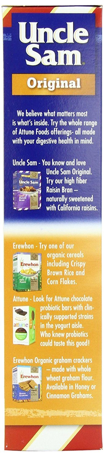 Uncle Sam Toasted Whole Wheat Berry Flakes & Flaxseed Original Cereal, 10-Ounce Boxes (Pack Of 6)