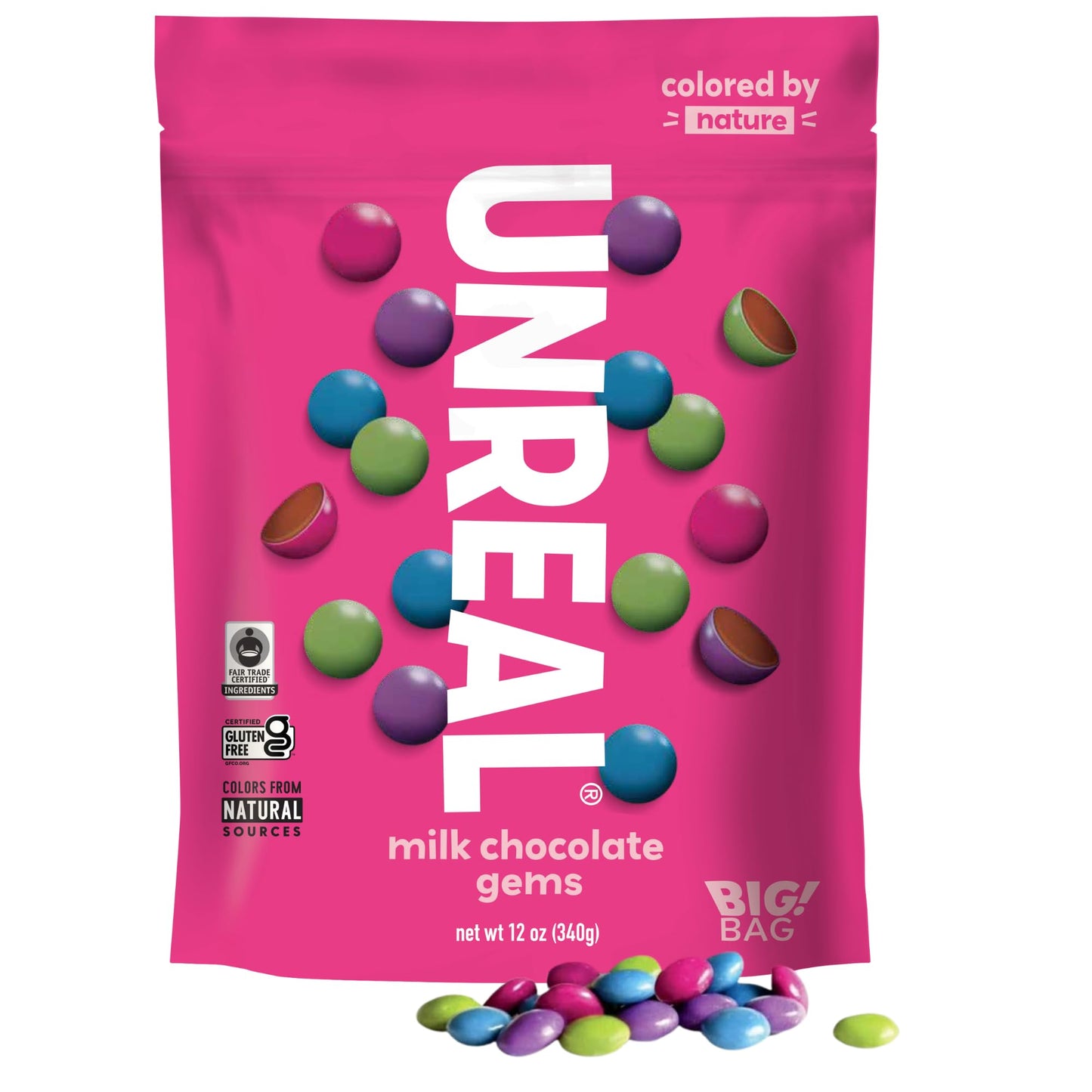 UNREAL Milk Chocolate Gems Family Size, 12 OZ