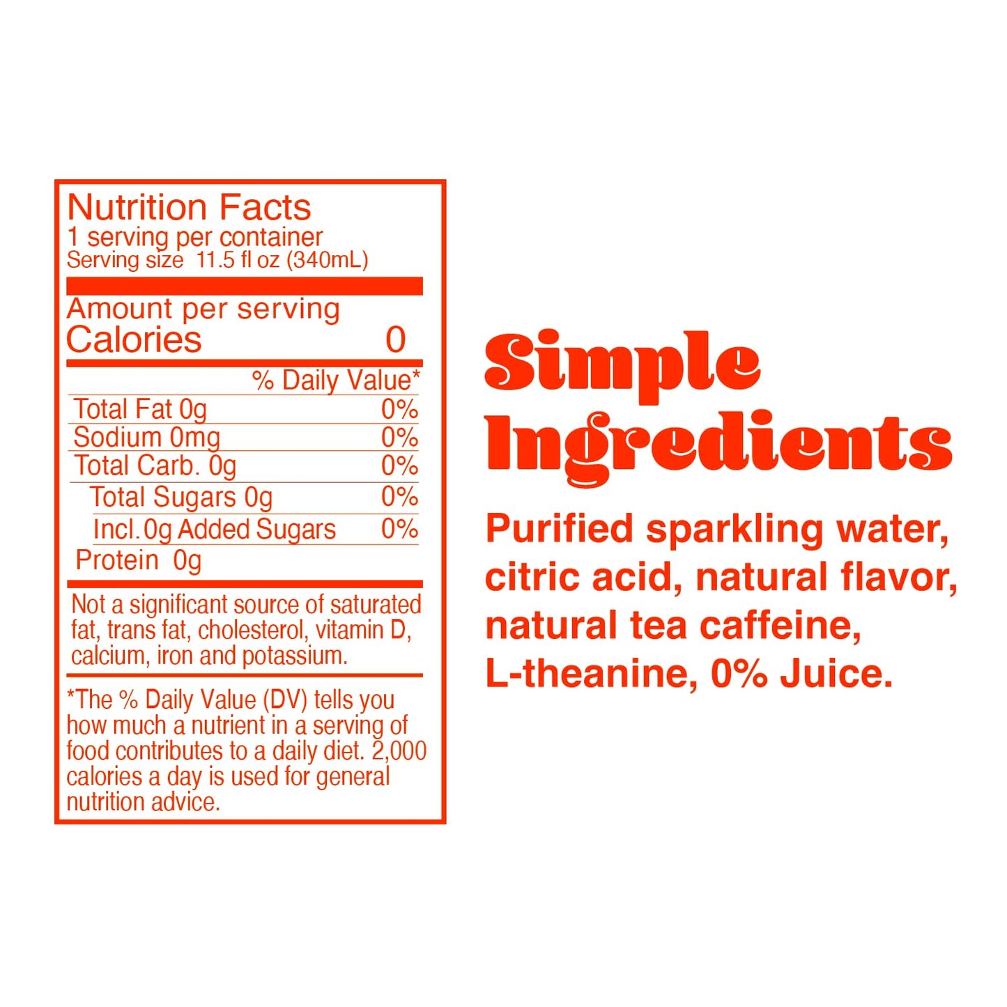 CLEAR CUT PHOCUS Caffeinated Sparkling Water, Blood Orange, 75mg Caffeine, Zero Sugar, 11.5 fl oz Cans, Pack of 12
