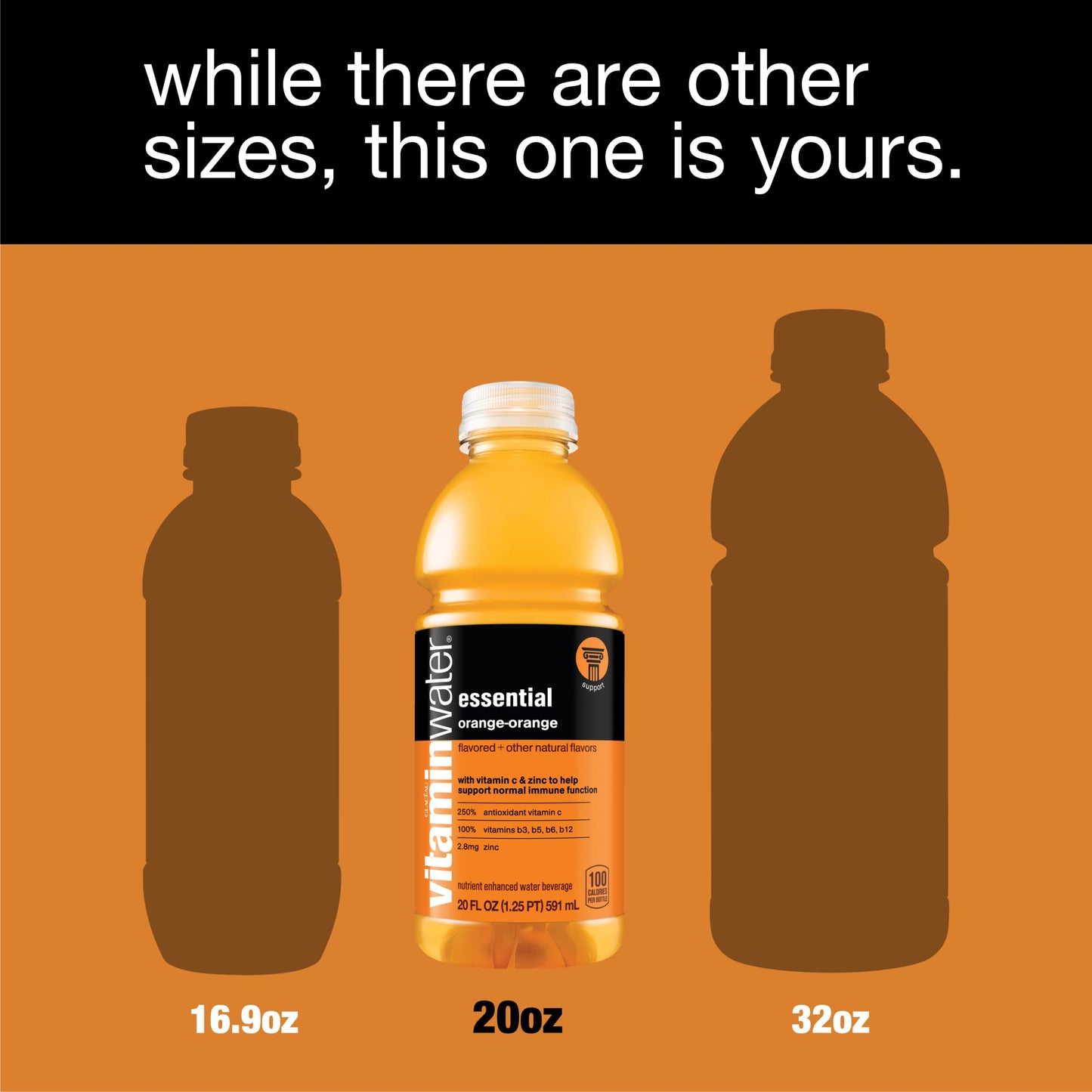 vitaminwater Essential Electrolyte Enhanced Water, Orange, 20 fl oz, Pack of 12 - Hydrating Drinks with Vitamins