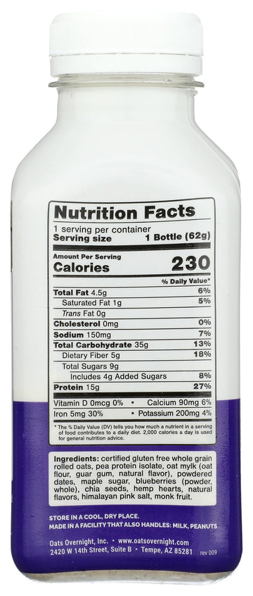 Oats Overnight Blueberry Muffin Overnight Oats Shake, 2.2 OZ