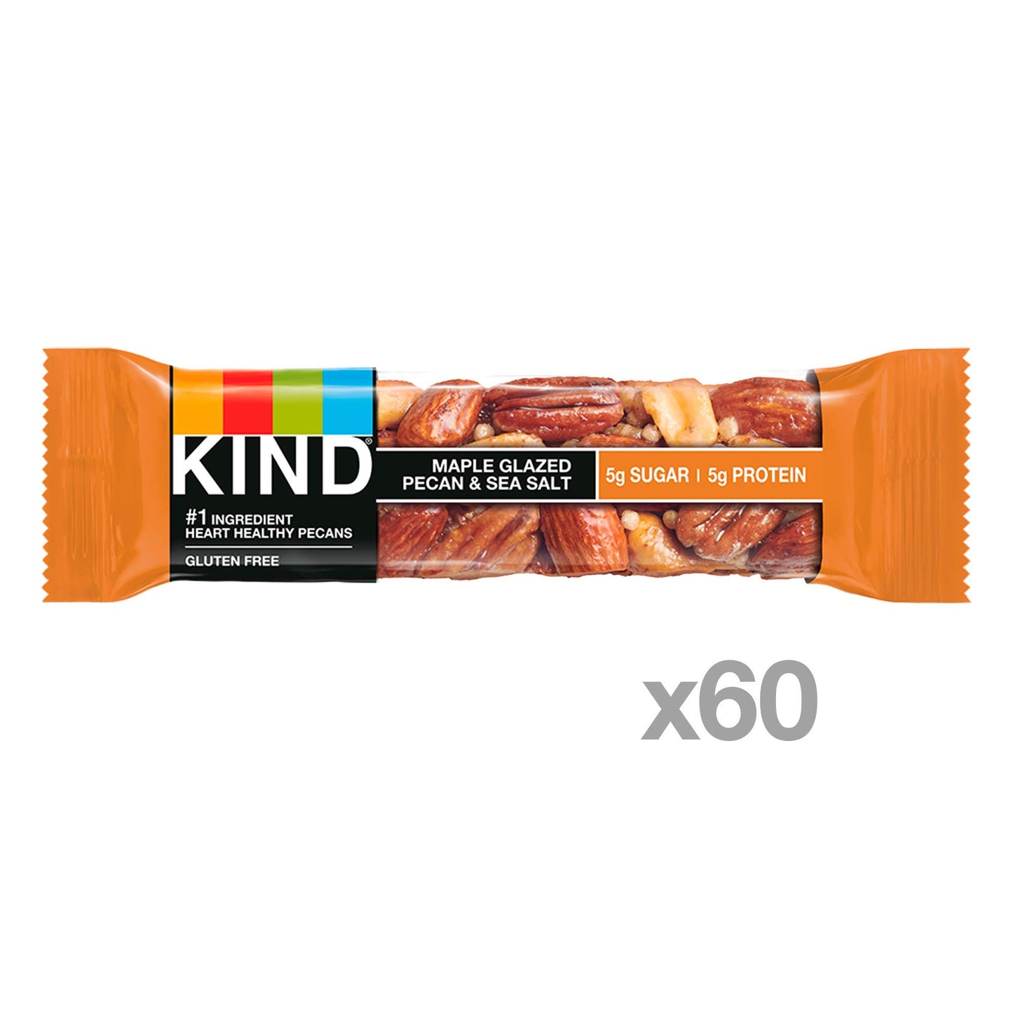 Kind Nut Bars, Maple Glazed Pecan And Sea Salt, 1.4 Ounce, 60 Count, Gluten Free, 5G Sugar, 5G Protein