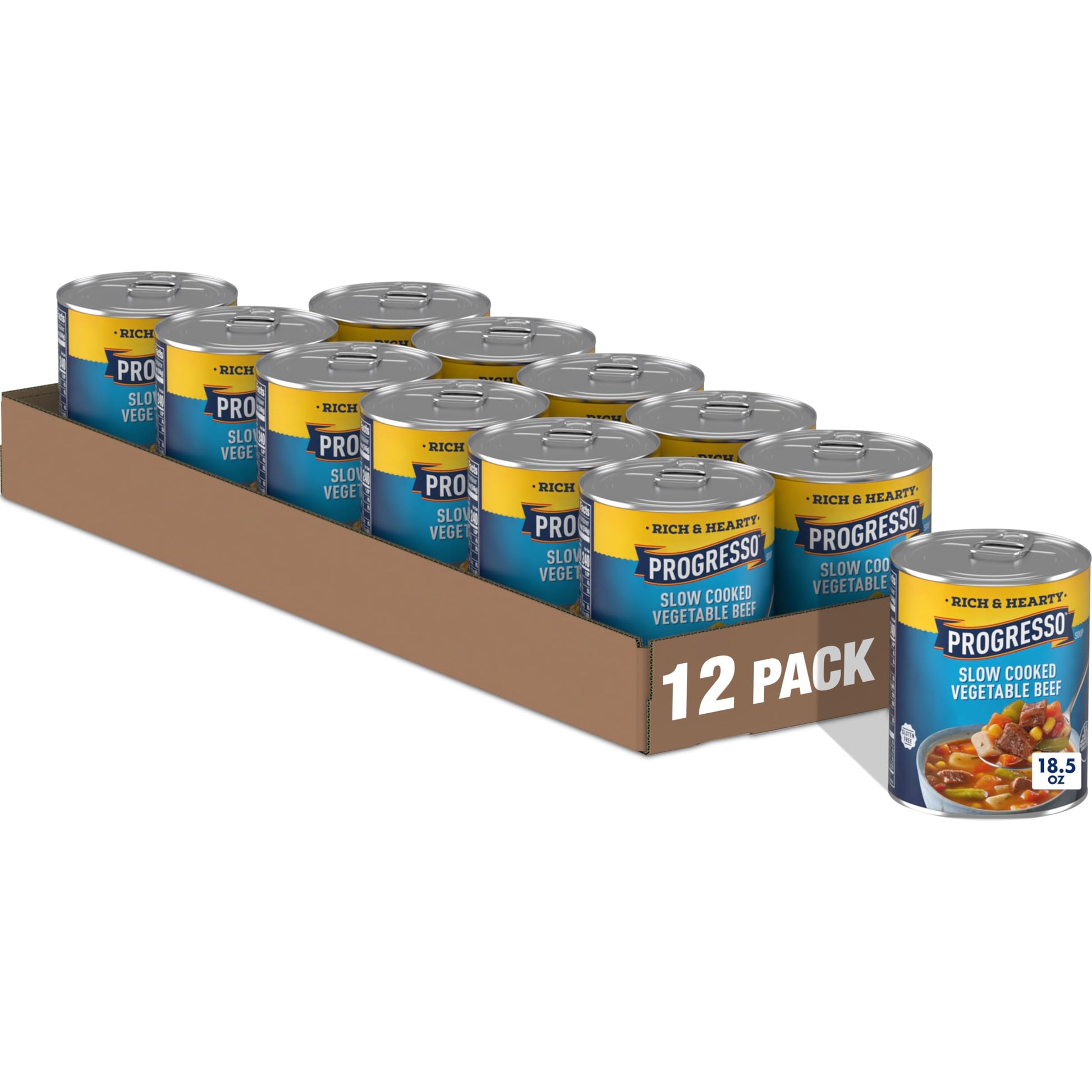 Progresso Rich & Hearty Soup, Slow Cooked Beef and Vegetable, 19-Ounce Cans (Pack of 12)