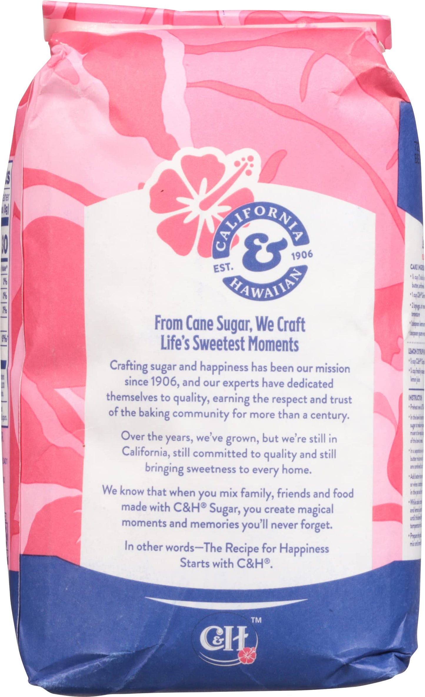 C&H Premium Pure Cane Granulated Sugar, 4 LB Bag, Pack of 2, 1 Count