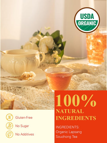 GLDNT Organic Lapsang Souchong Tea Bags, Smoked Black Tea, Caffeinated, 100 Count