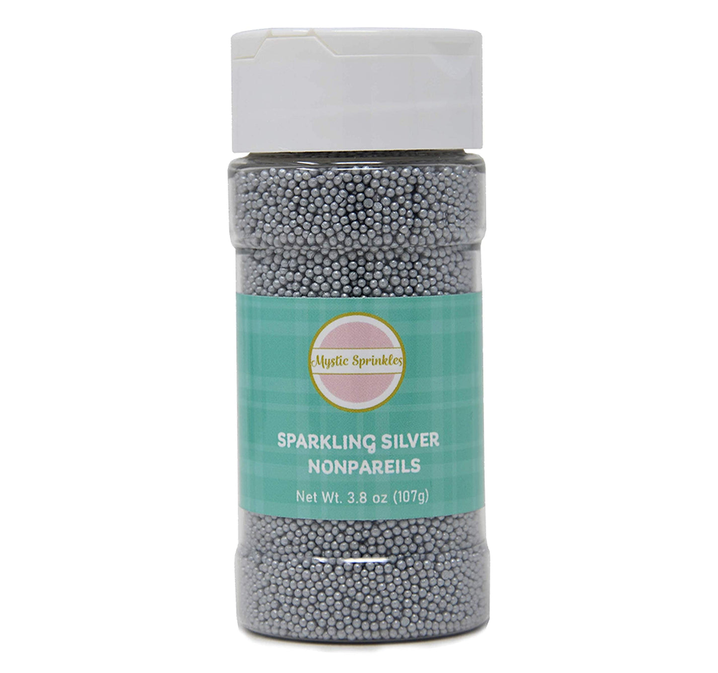 Mystic Sprinkles Sparkling Silver Nonpareils 3.8Oz Bottle