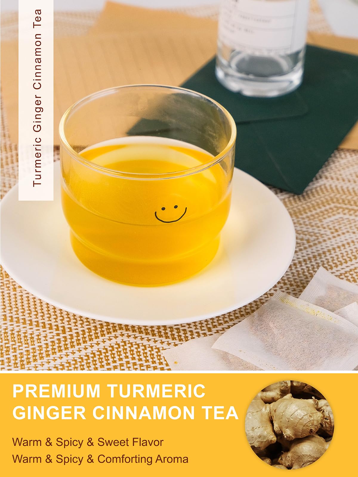 TeeLux Turmeric Ginger Cinnamon Tea - Caffeine Free Herbal Tea, 100 Count, Spicy & Sweet Flavor