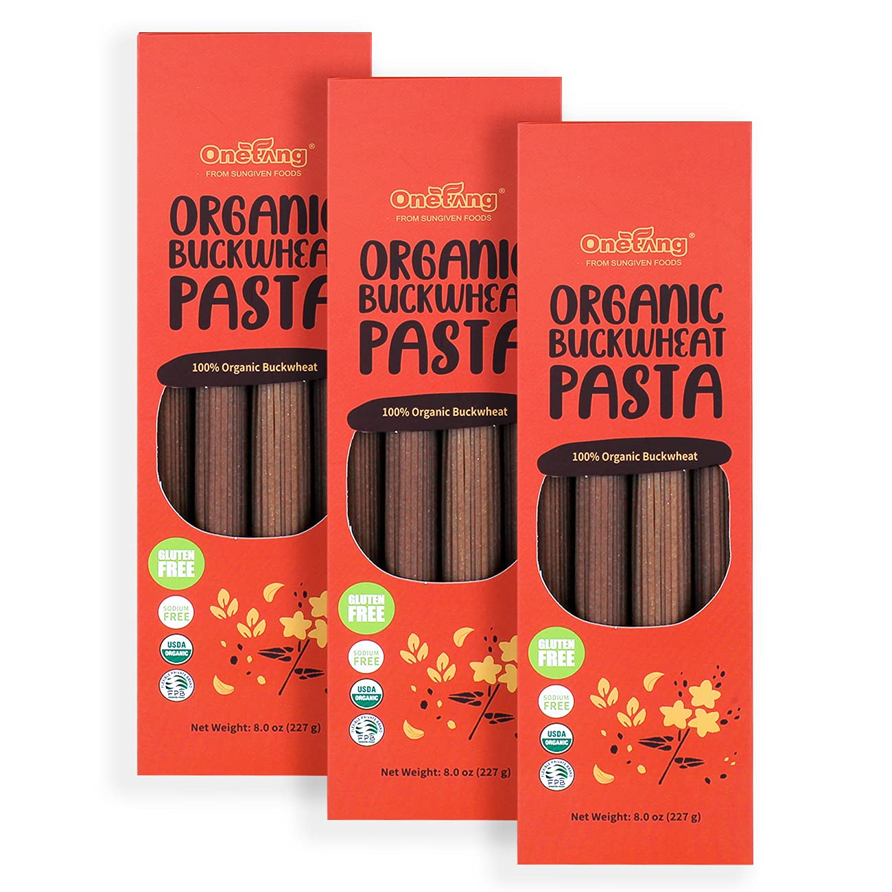 Onetang Spaghetti Gluten-Free Noodles| Whole Grain Buckwheat Spaghetti Pasta | Non-Gmo | Lower Carb | Usda Certified Organic | 8 Oz (3 Pack)