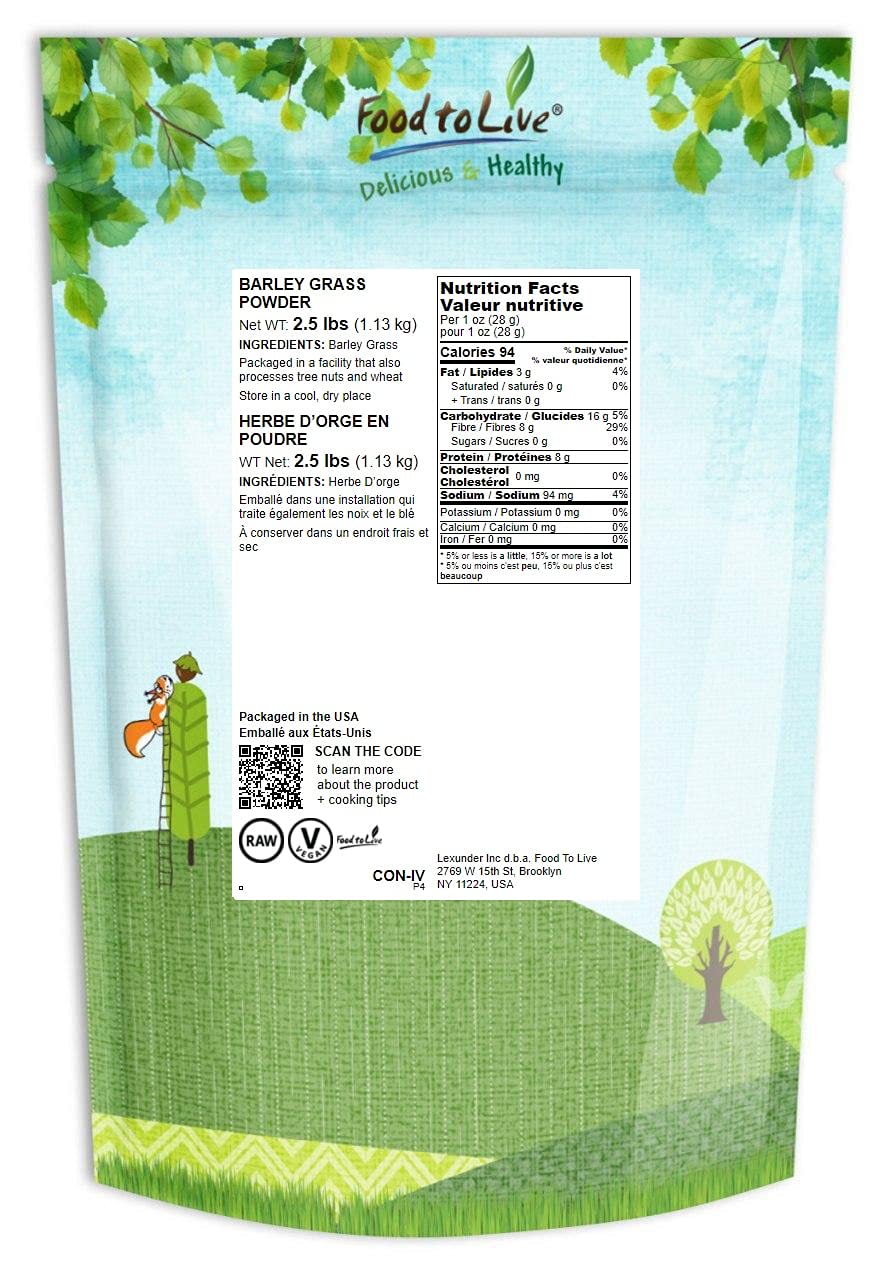 Food to Live Barley Grass Powder, Vegan Superfood, 40 Ounce, Fine Milled, Kosher, Rich in Fiber and Protein