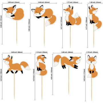 Gyufise 32Pcs Fox Cupcake Toppers Animal Babyshower Cake Picks For Woodland Animal Themed Baby Shower Birthday Party Table Decor