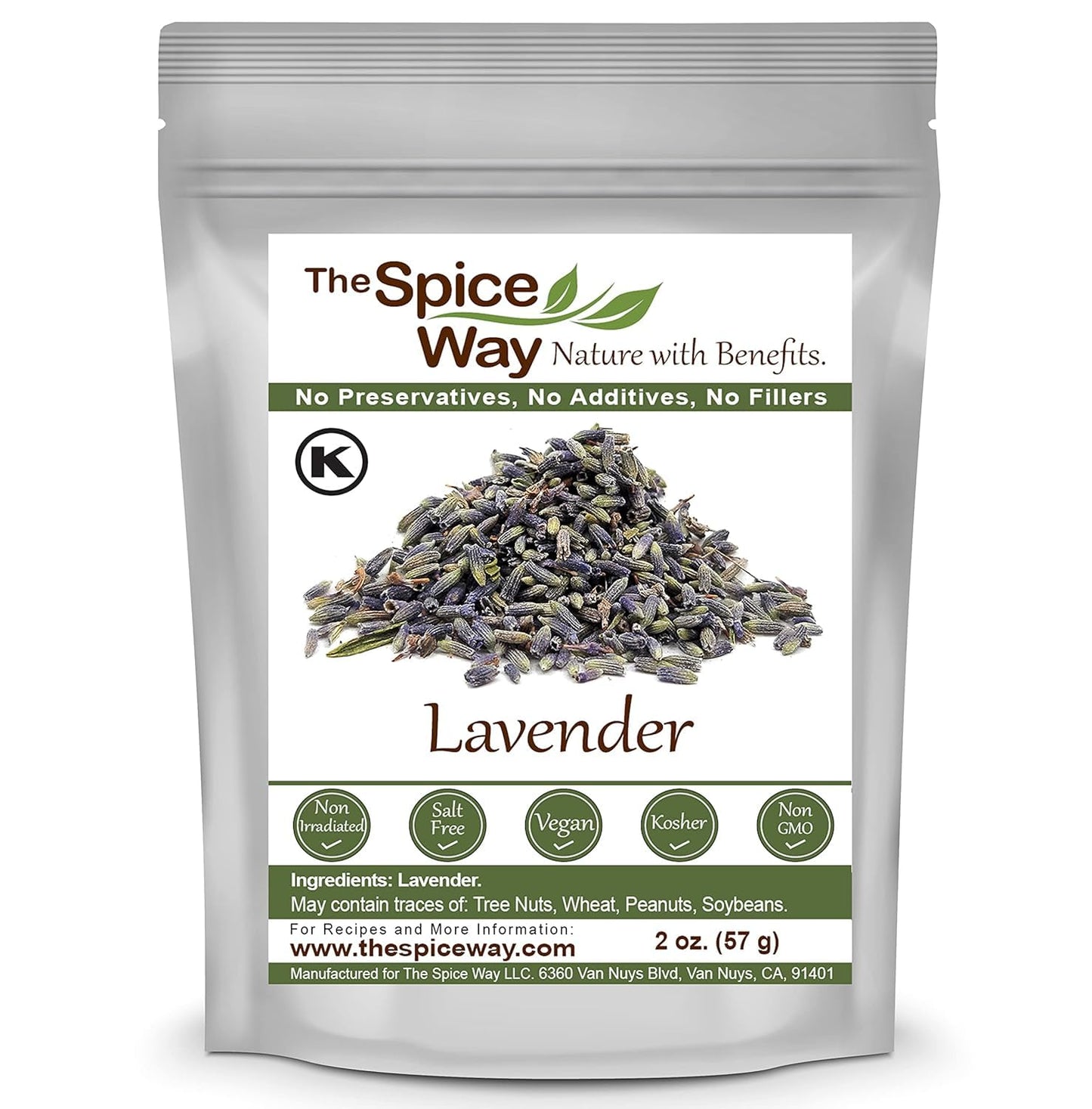 The Spice Way Lavender Flowers - (2 oz) dried flower buds for tea and culinary use - Culinary Lavender Buds - Dried Edible Laven