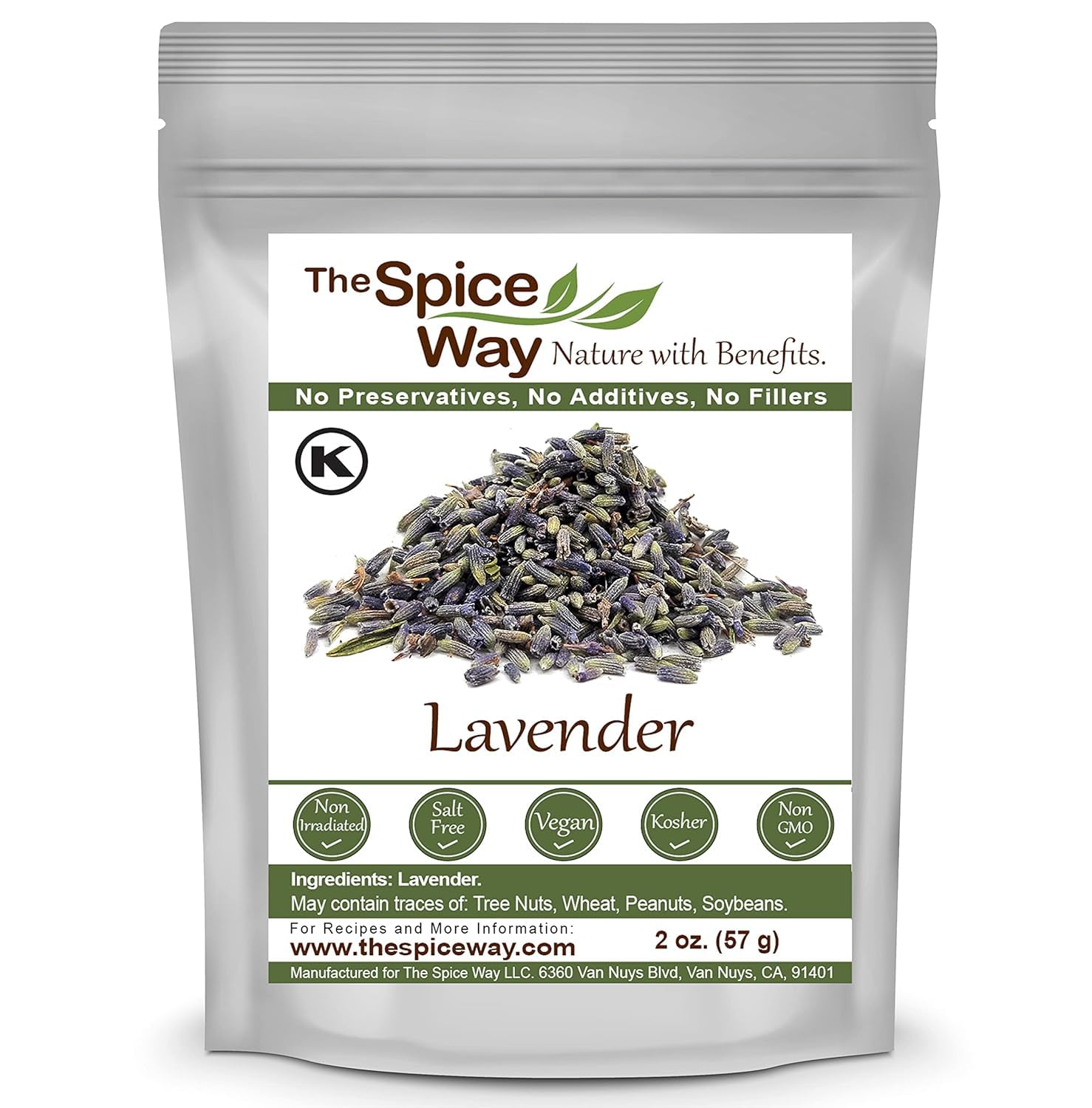The Spice Way Lavender Flowers - (2 oz) dried flower buds for tea and culinary use - Culinary Lavender Buds - Dried Edible Laven