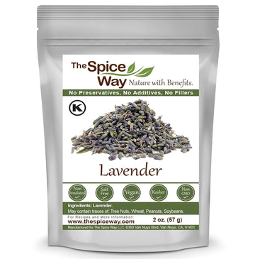 The Spice Way Lavender Flowers - (2 oz) dried flower buds for tea and culinary use - Culinary Lavender Buds - Dried Edible Laven