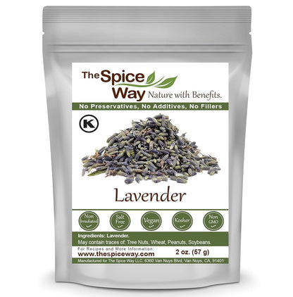 The Spice Way Lavender Flowers - (2 oz) dried flower buds for tea and culinary use - Culinary Lavender Buds - Dried Edible Laven
